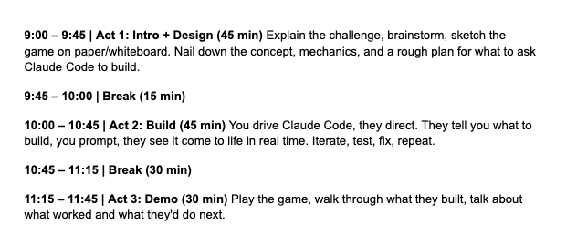 Simplified schedule